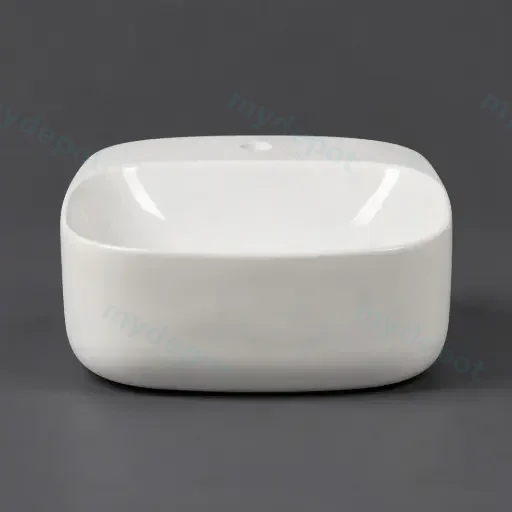 420*420*155mm Gloss White Wall Hung Basin(32mm Nonverflow+1 Tap Hole)