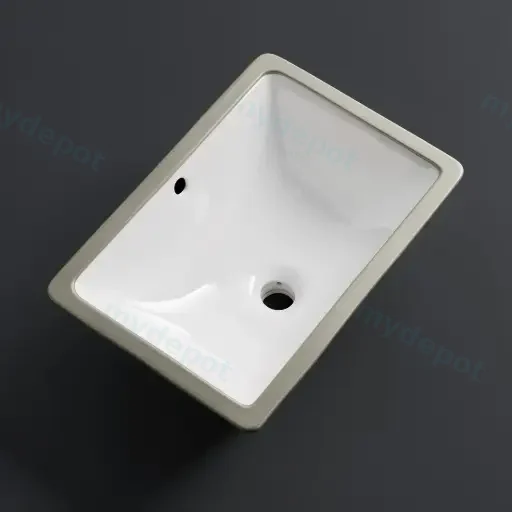 465*335*180mm Gloss White Undermount Basin(32mm Overflow)