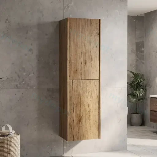 Customised Kiama Tall Boy Cabinet - Prime Oak - 400L x 300D x 1350H mm - 2 Doors