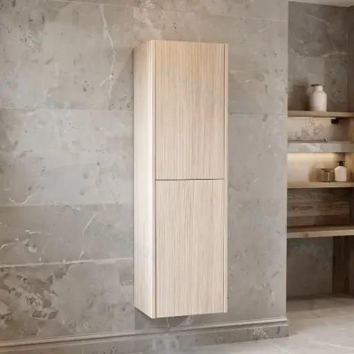 Customised Kiama Tall Boy Cabinet - Coastal Oak - 400L x 300D x 1350H mm - 2 Doors