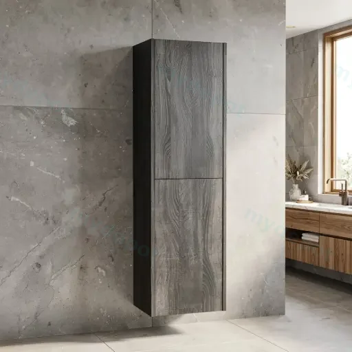 Customised Kiama Tall Boy Cabinet - Dark Grey - 400L x 300D x 1350H mm - 2 Doors