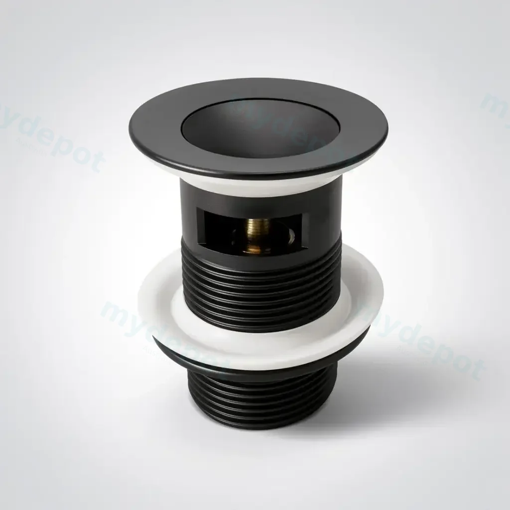 [70026/PW32B] Nana Matte Black Pop Up Waste 32/40mm With Overflow Solid Brass Plug Waste