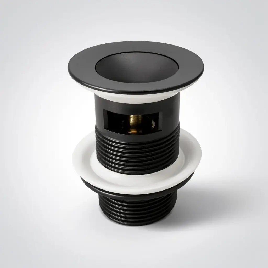 [70026/PW32B] Nana Matte Black Pop Up Waste 32/40mm With Overflow Solid Brass Plug Waste