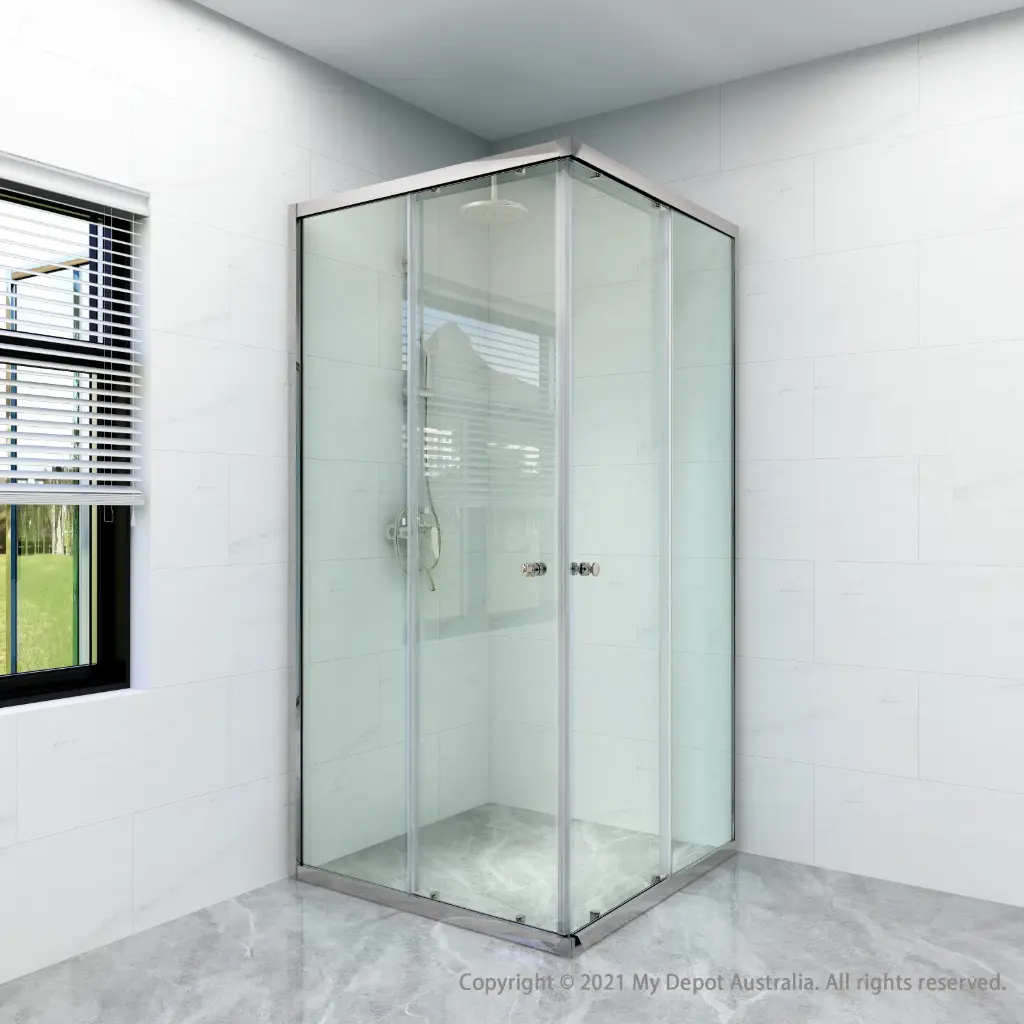 (New) Cora Semi Framed Shower Screens With Double Sliding Doors Chrome Fittings 900mm (Half)
