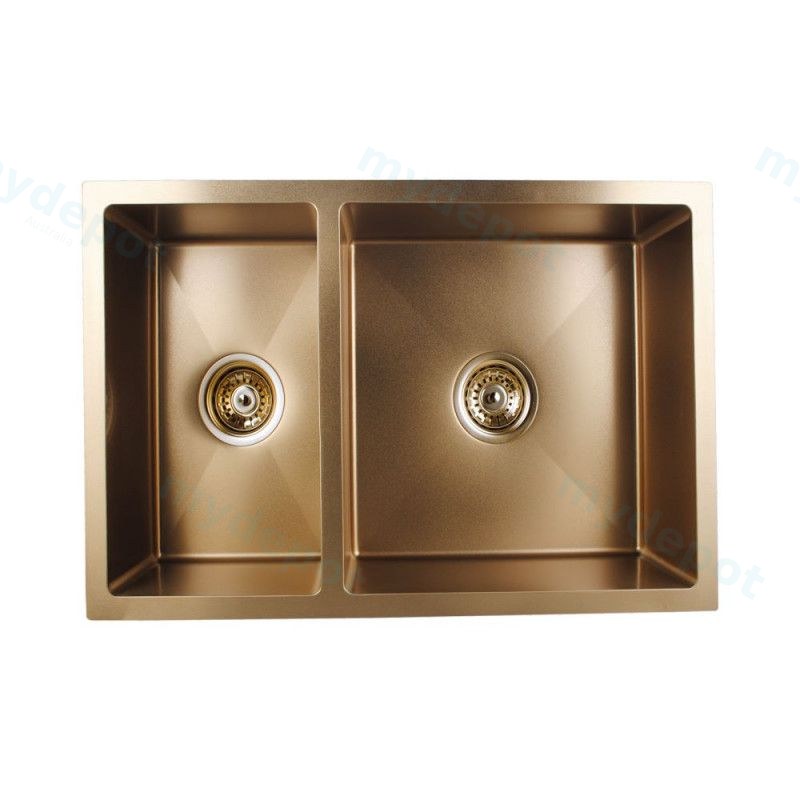 1.2mm Handmade Brushed Nickel Round Corners Double Bowls Top/Undermount/Flush Mount Kitchen Sink 715*450*205mm