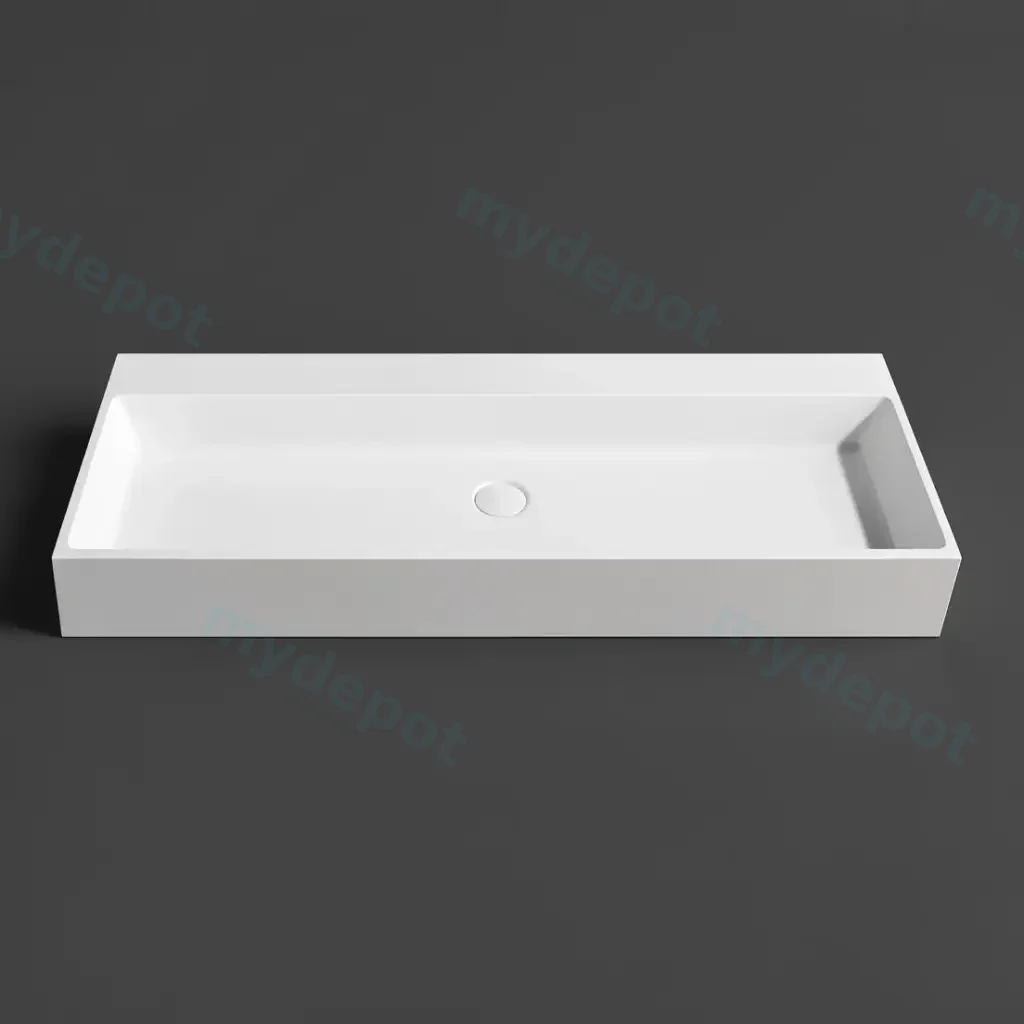 [55412] 1000*460*200mm Matt White Crete Solid Surface Stone Wall Hung Basin None Overflow