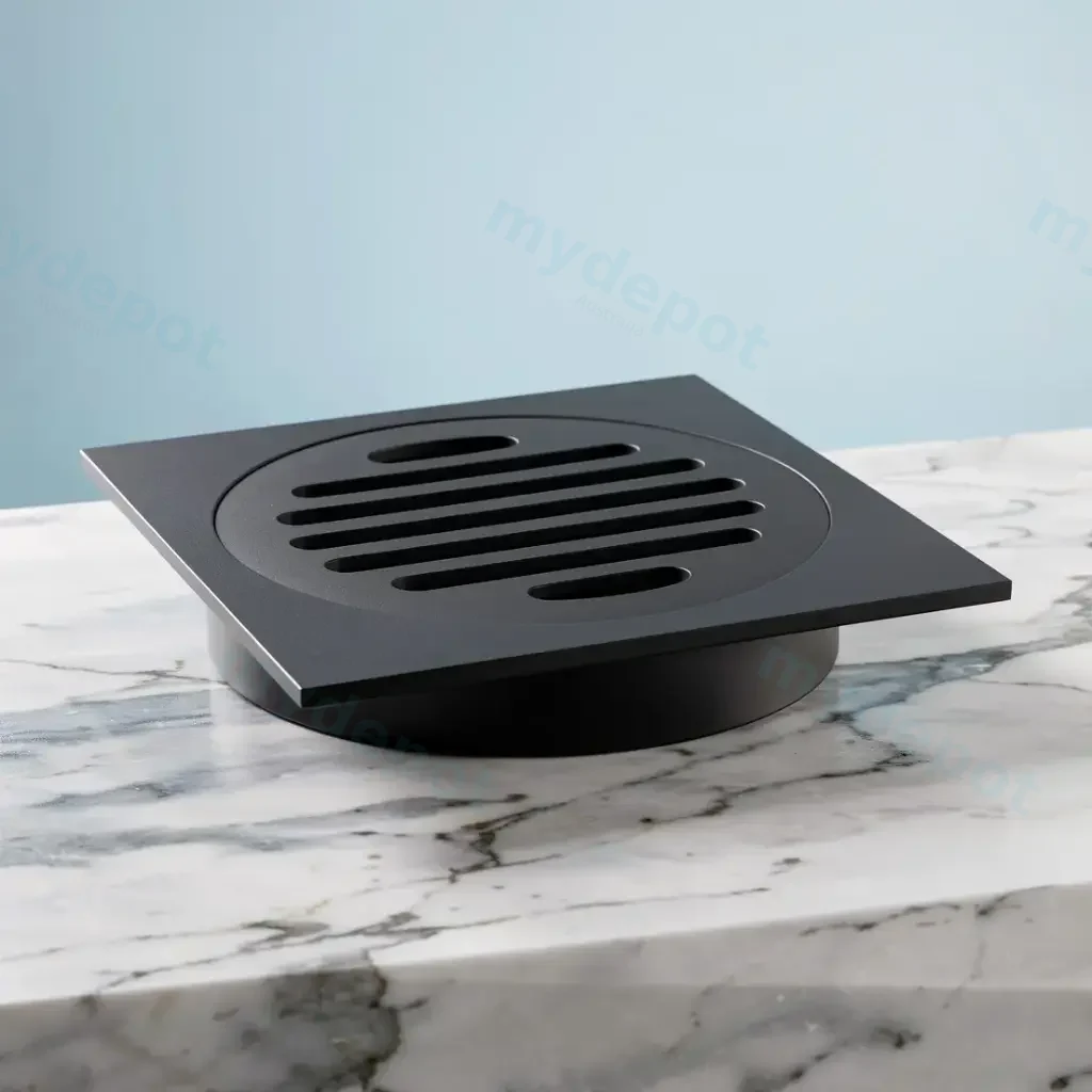 [40458] 110*110mm Square Black Brass Floor Waste(100mm Outlet)