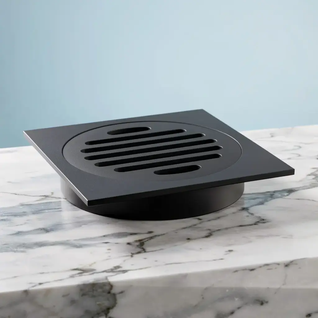 110*110mm Square Black Brass Floor Waste(100mm Outlet)