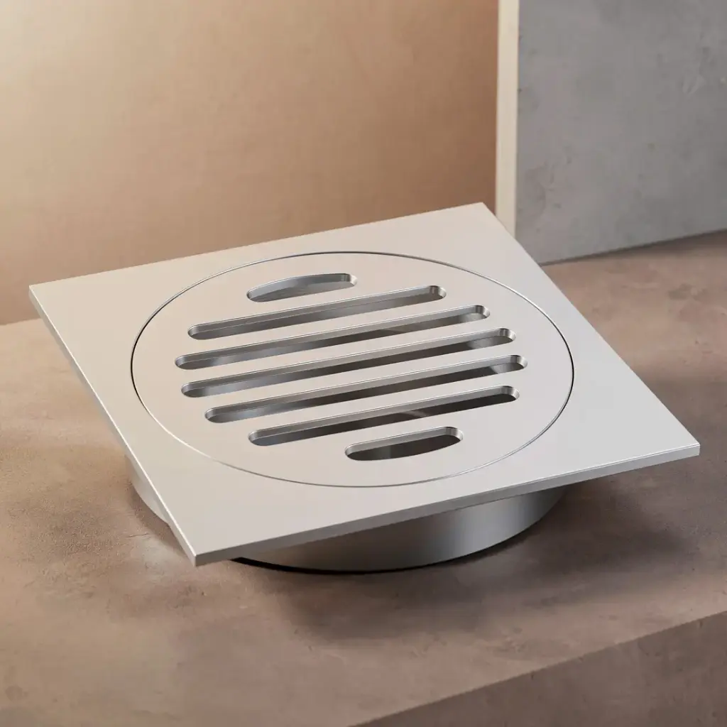 110*110mm Square Chrome Brass Floor Waste(100mm Outlet)