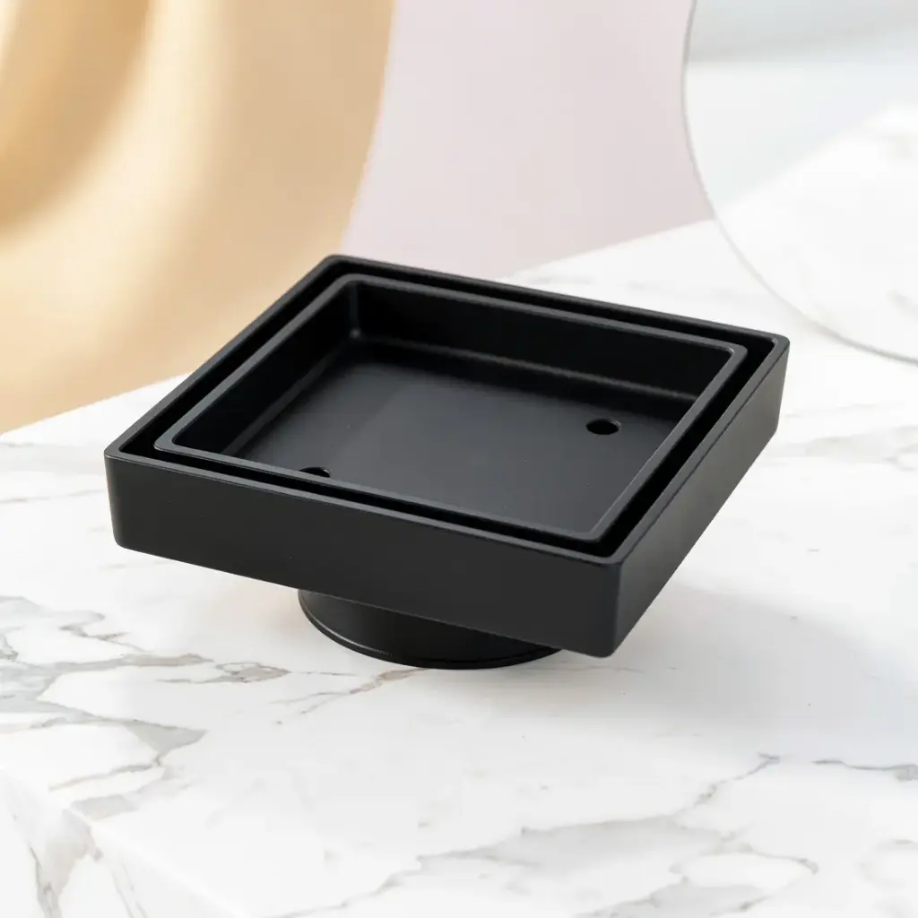 115*115mm Black Brass Tile Insert Floor Drain(100mm Outlet)