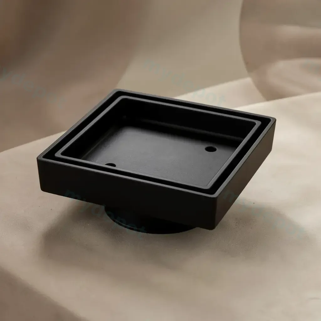[40454] 115*115mm Black Brass Tile Insert Floor Drain(90mm Outlet)
