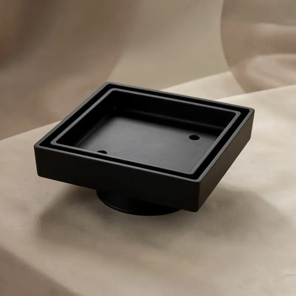 115*115mm Black Brass Tile Insert Floor Drain(90mm Outlet)