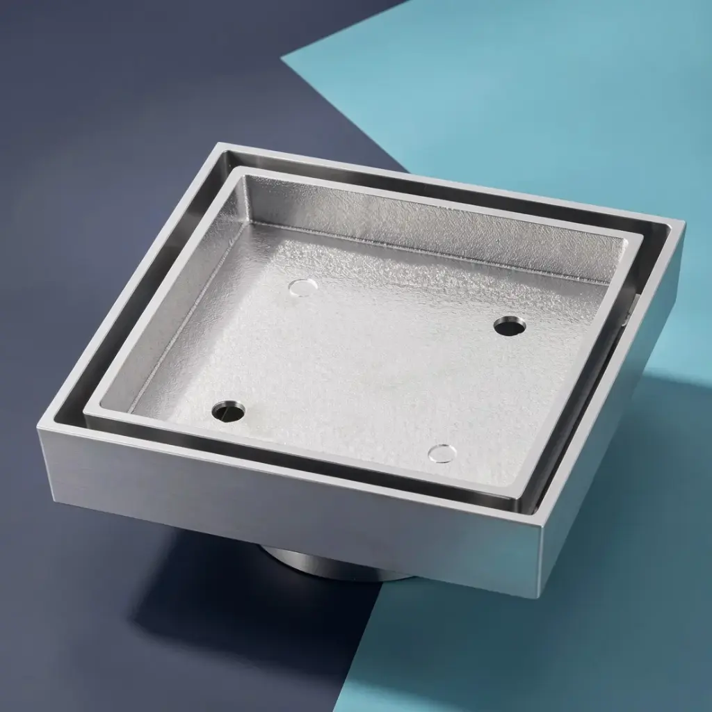 115*115mm Chrome Brass Tile Insert Floor Drain(90mm Outlet)