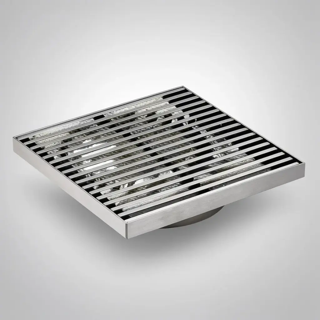 115X115mm Chrome Grills Square Floor Drain(80mm)