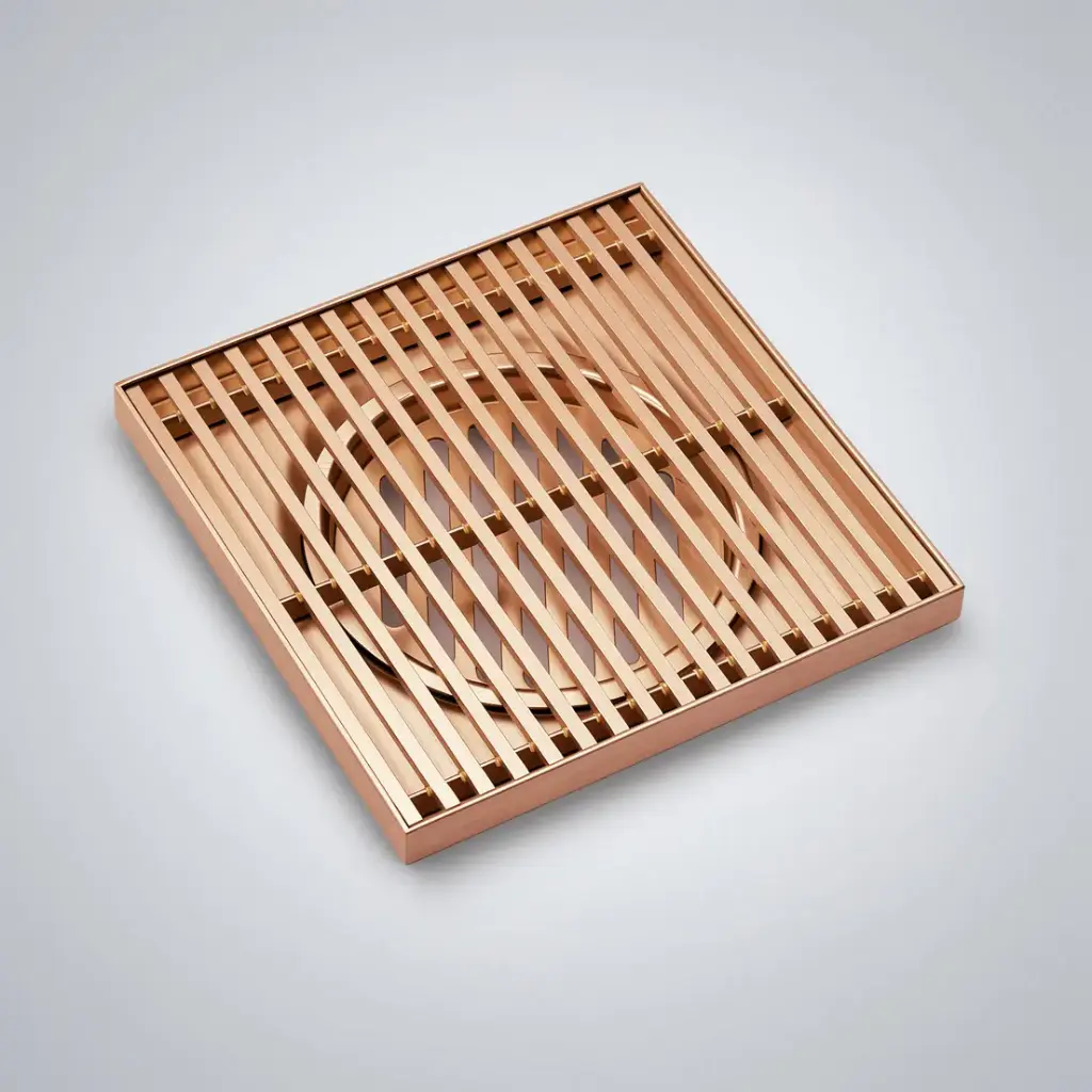 [55852] 115X115mm Rose Gold Grills Square Floor Drain(80mm)