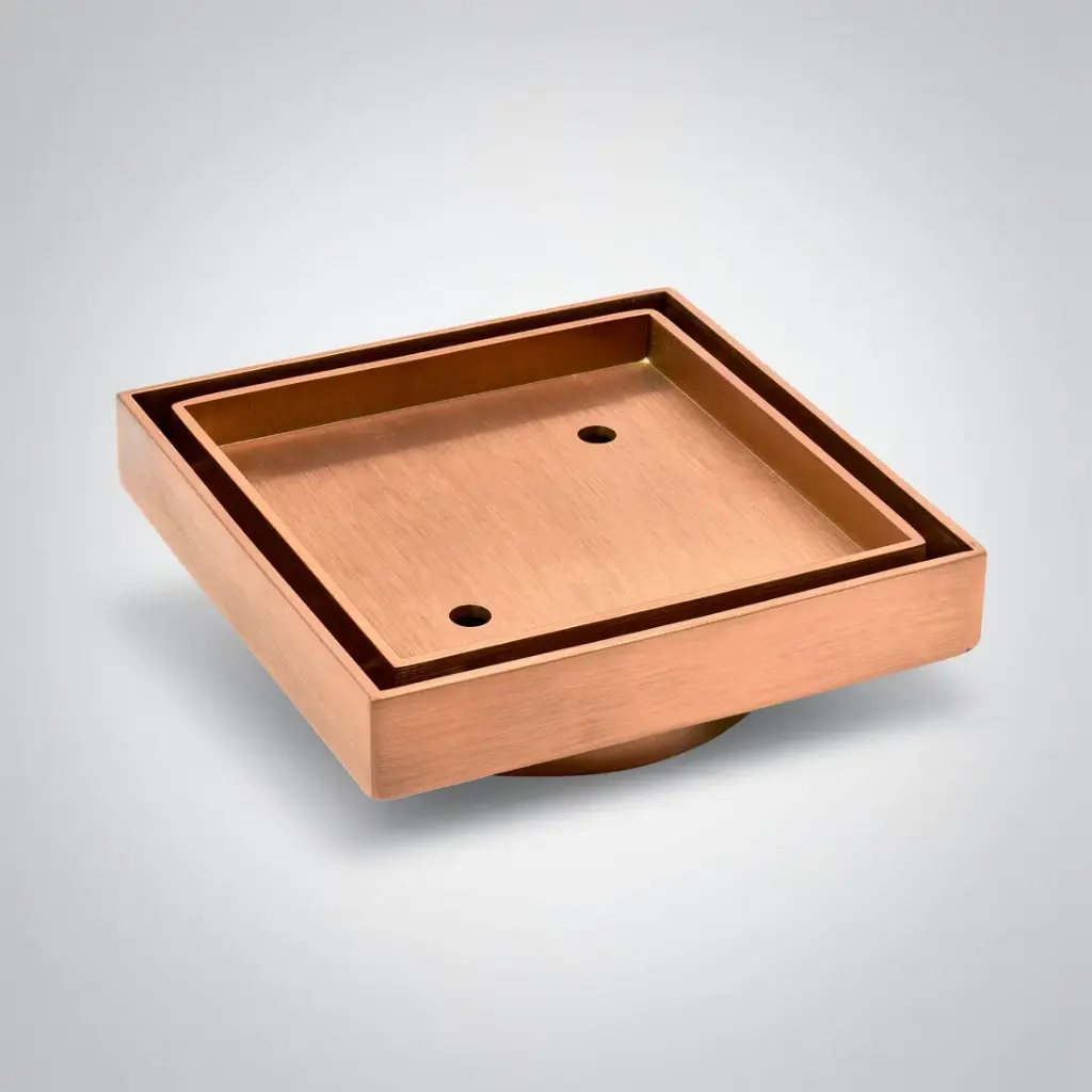 115X115mm Rose Gold Slim Square Tile Insert Floor Drain(90mm Outlet)