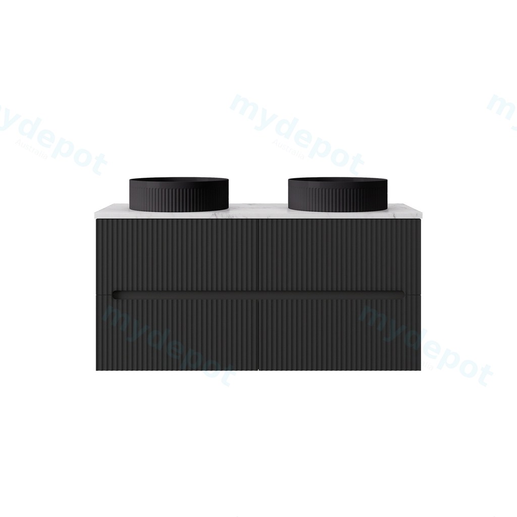 [56822] 1190*455*540mm Matte Black Cabarita Morden Wall Hung PVC Cabinet For DoubleBowl Only
