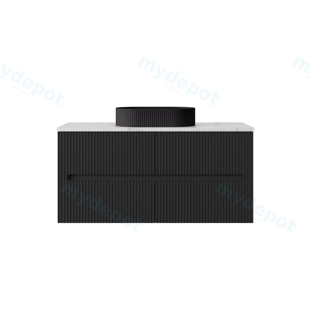 [56820] 1190*455*540mm Matte Black Cabarita Morden Wall Hung PVC Cabinet For Single Bowl Only