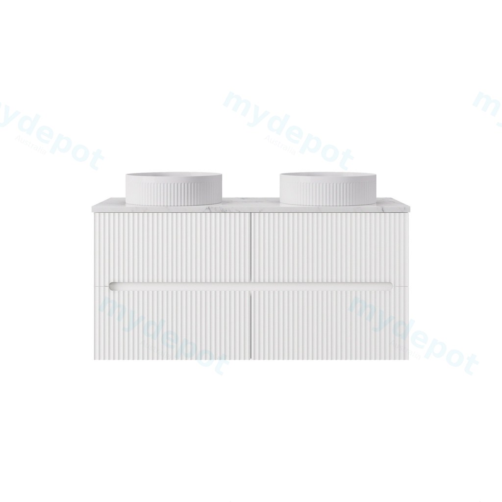 [56821] 1190*455*540mm Matte White Cabarita Morden Wall Hung PVC Cabinet For Double Bowl Only