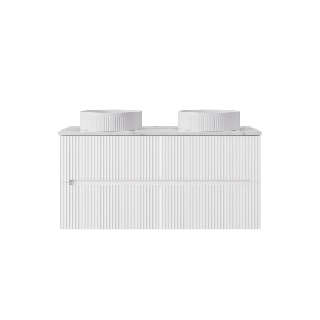 [56821] 1190*455*540mm Matte White Cabarita Morden Wall Hung PVC Cabinet For Double Bowl Only