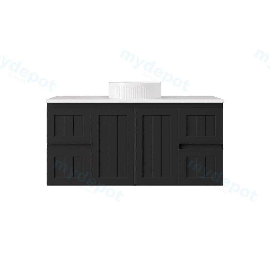 1190*455*560mm Matte Black Archill Federation Wall Hung Ensuite PVC Cabinet