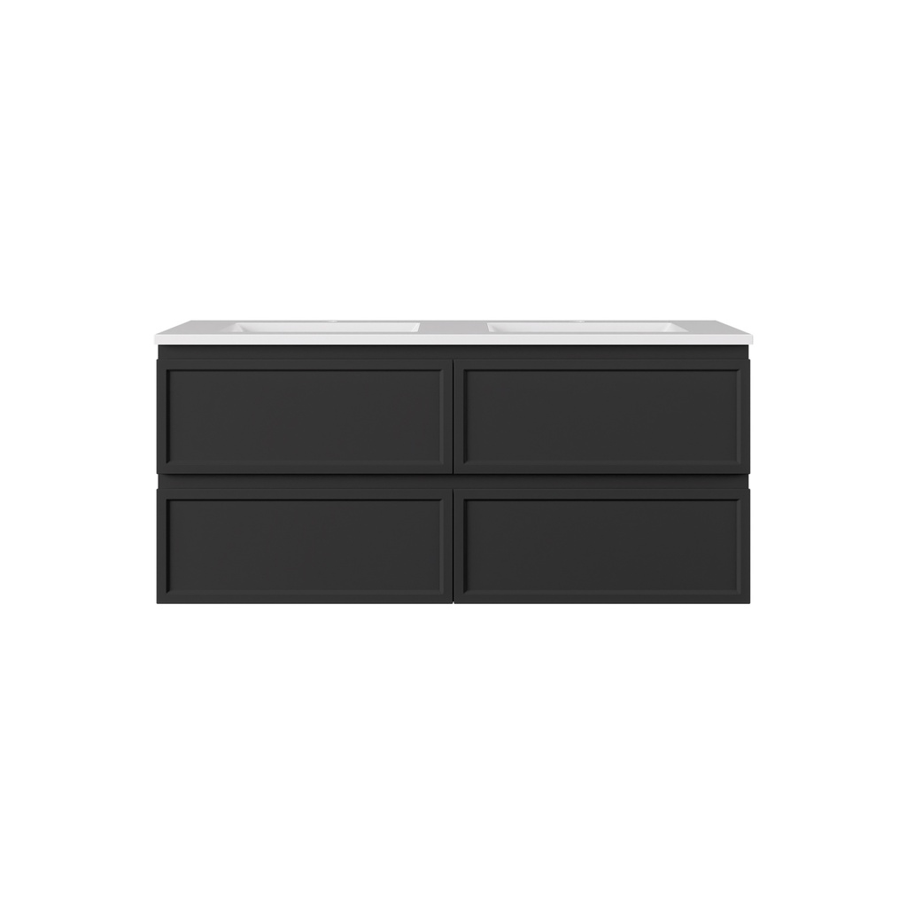 [56484] 1190*455*560mm Matte Black Hamilton Federation Wall Hung PVC Cabinet For Double Bowl
