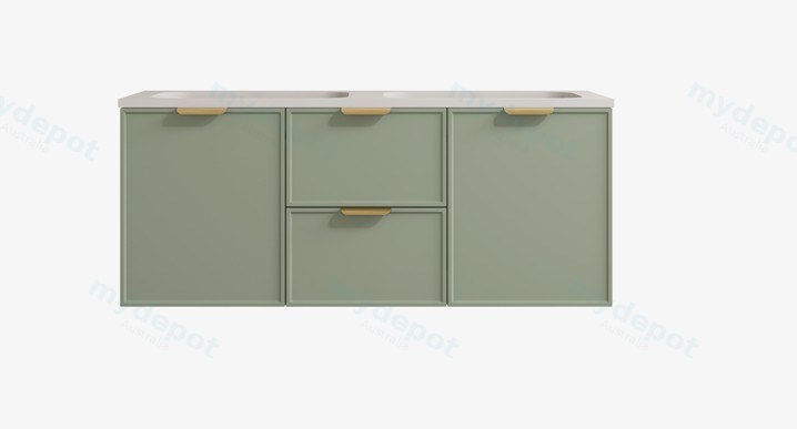 1190*455*560mm Olive Green Madura Federation Wall Hung PVC Cabinet,Left Hand Drawers