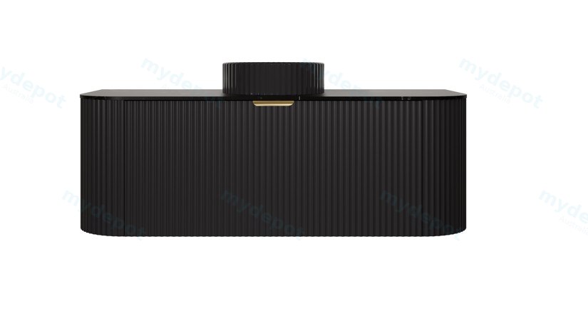 1190X455X470mm Matte Black Agena Modern Fluted Wall Hung Vanity PVC Cabinet