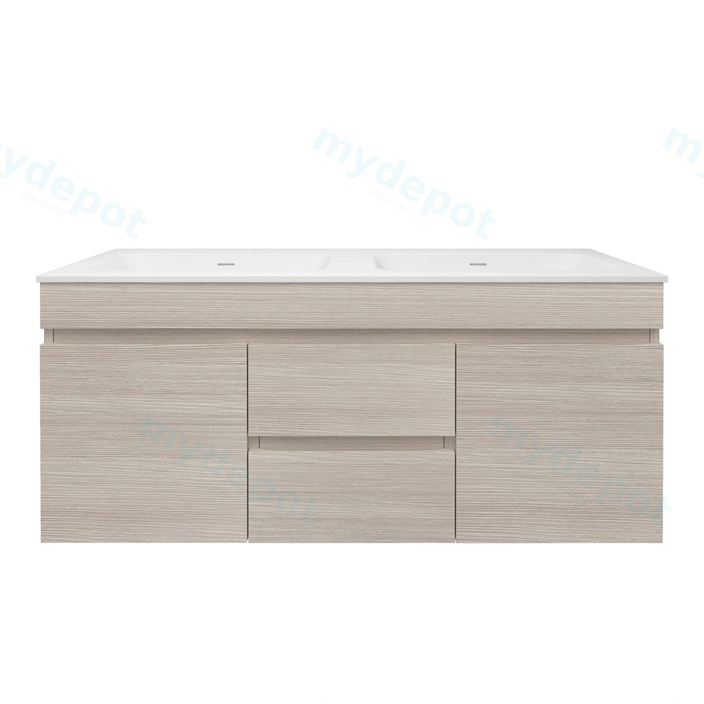 1190X455X500mm Camden Mordern Wall Hung Cabinet Coastal Oak,Soft Closing Finger Pull Doors, Middle Drawers
