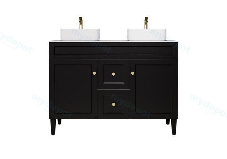 1190X455X860 Matte Black Harold Federation Free Standing PVC Cabinet,For Double Bowl