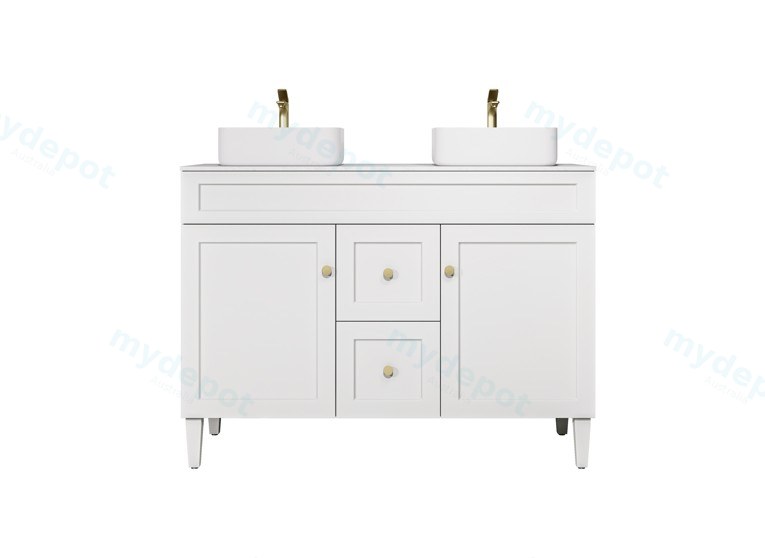 1190X455X860mm Matte White Harold Federation Free Standing PVC Cabinet For Double Bowl