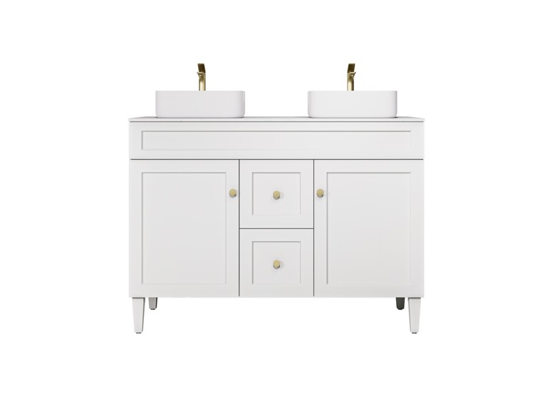 [56494] 1190X455X860mm Matte White Harold Federation Free Standing PVC Cabinet For Double Bowl