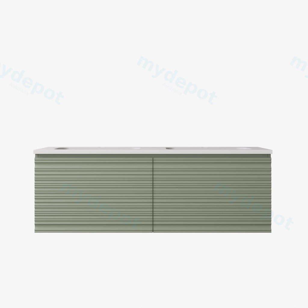 [56651] 1190x455x400mm Olive Green Sedona Modern Fluted Wall Hung PVC Cabinet