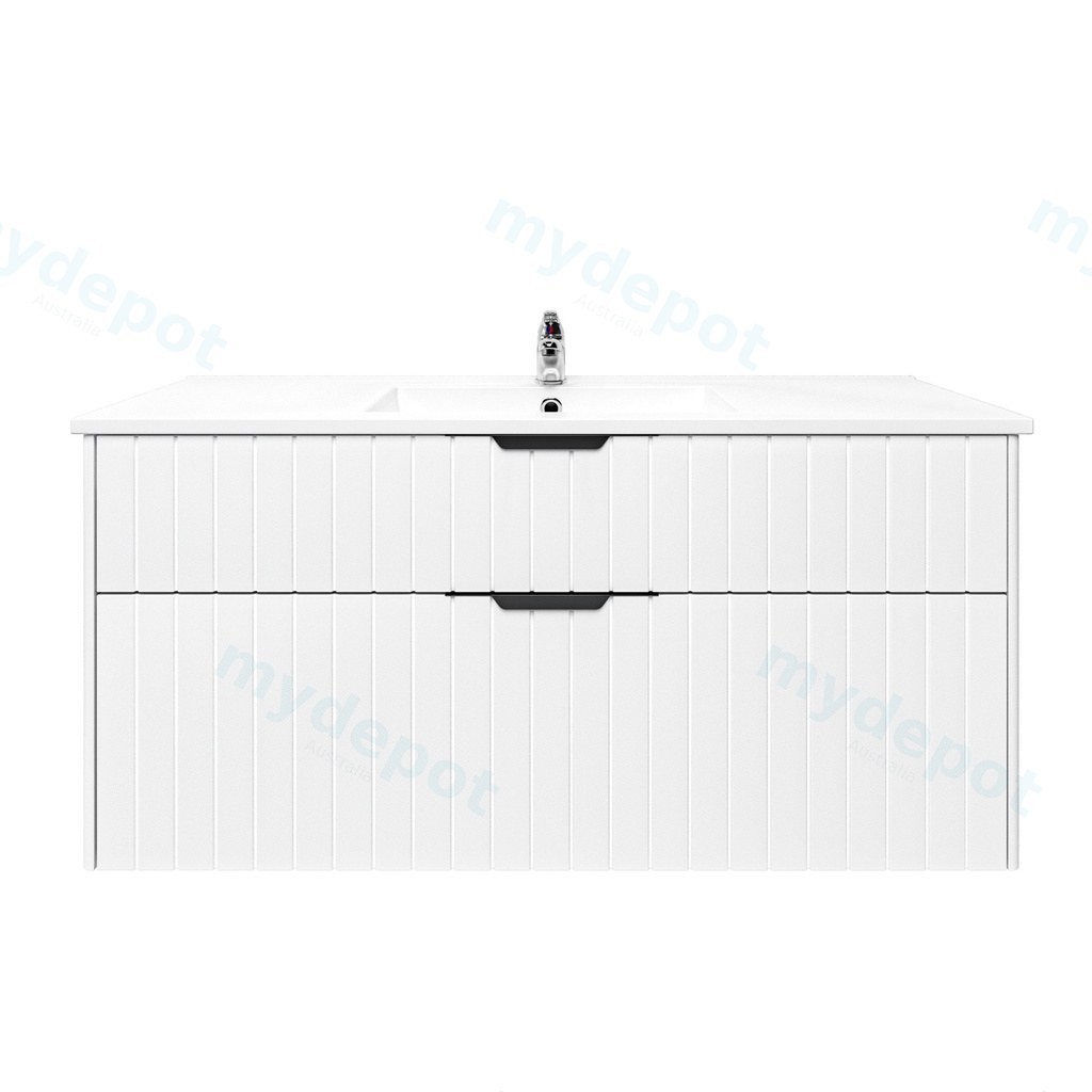 1200mm Aria Matte White Mdf Two Drawers Wall Hung Bathroom Vanity Cabinet Only With Handle