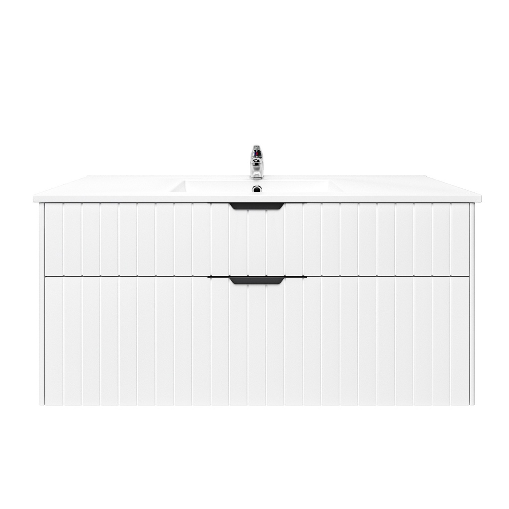 1200mm Aria Matte White Mdf Two Drawers Wall Hung Bathroom Vanity Cabinet Only With Handle
