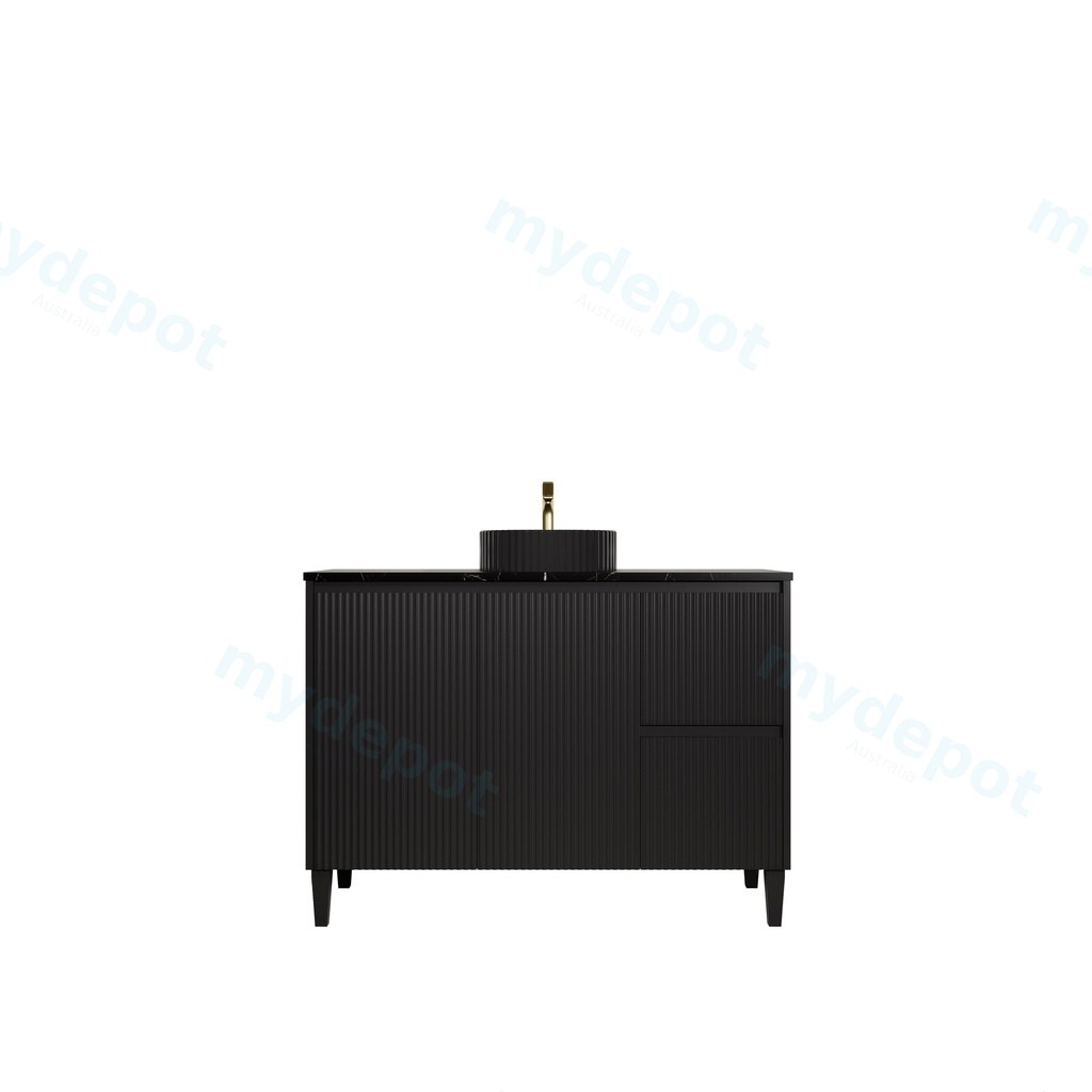 [56634] 1190x455x860mm Matte Black Crete Modern Free Standing Vanity,Right Hand Drawers