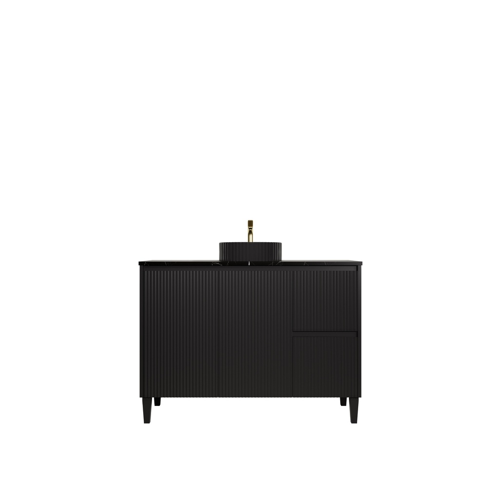 [56634] 1190x455x860mm Matte Black Crete Modern Free Standing Vanity,Right Hand Drawers