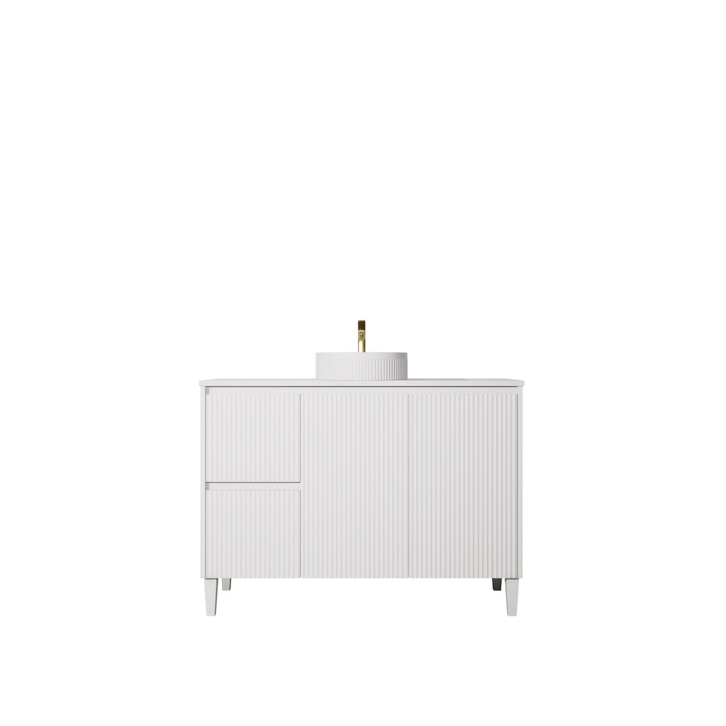 [56623] 1190x455x860mm Matte White Crete Modern Free Standing Vanity,Left Hand Drawers