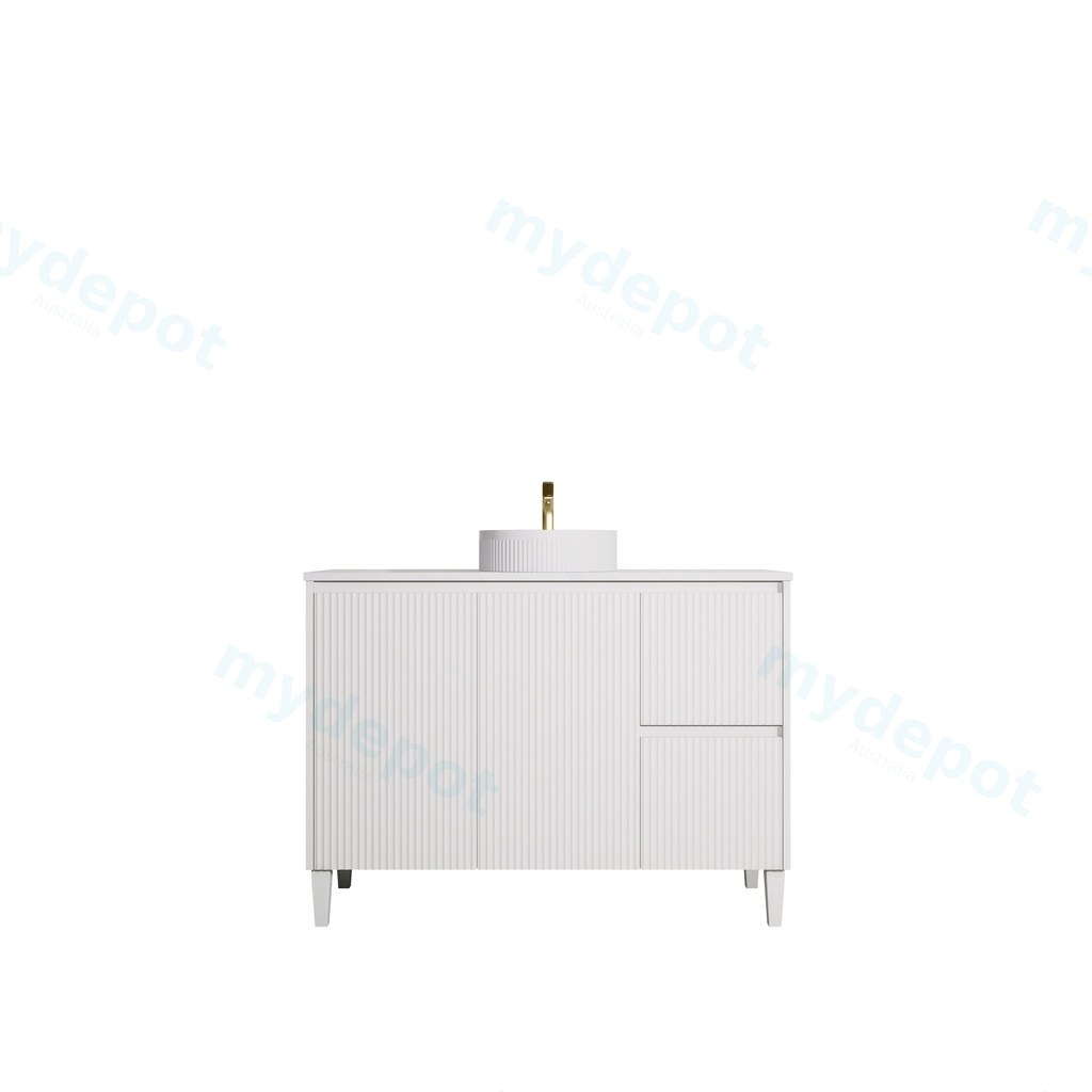 1190x455x860mm Matte White Crete Modern Free Standing Vanity,Right Hand Drawers