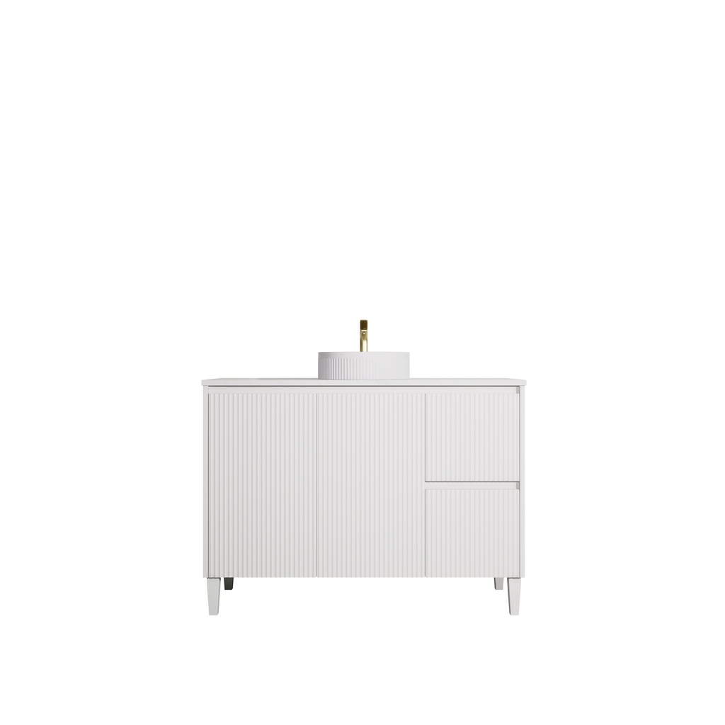 [56624] 1190x455x860mm Matte White Crete Modern Free Standing Vanity,Right Hand Drawers