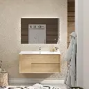 1200mm Bell Collection Natural Oak Plywood 2 Right Drawers 1 Left Door Wall Hung Bathroom Vanity Cabinet Only