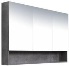 [50291] 1200*150*780mm Rock Cemento Wall Hung Woodgrain Mirror Cabinet Three Doors