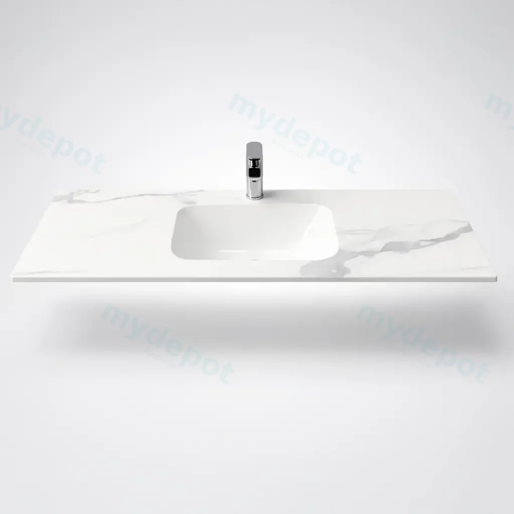 1200Lx460Dx180Hmm White Marble Look Sintered Stone Top With Undermount Basin