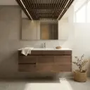 1200mm Dark Oak MDF Wall Hung Bathroom Vanity Cabinet Only Left Drawer PVC Vacuum Filmed