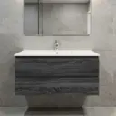 1200mm Dark Grey MDF 2 Drawers Wall Hung Bathroom Vanity Cabinet Only