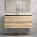1200mm White Oak MDF 2 Drawers Wall Hung Bathroom Vanity Cabinet Only