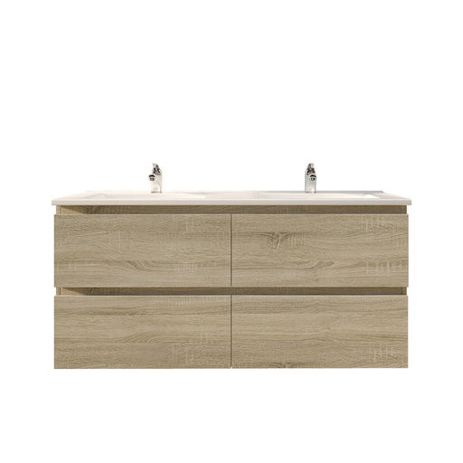 [93021/Q1246WO-D] 1200mm White Oak MDF 4 Drawers Wall Hung Bathroom Vanity Cabinet Only