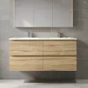 1200mm White Oak MDF 4 Drawers Wall Hung Bathroom Vanity Cabinet Only