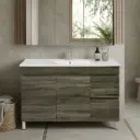 1200mm Dark Grey MDF Freestanding Bathroom Vanity Cabinet Only Right Drawer PVC Vacuum Filmed