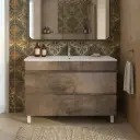 1200mm Dark Oak MDF 2 Drawers Freestanding Bathroom Vanity Cabinet Only